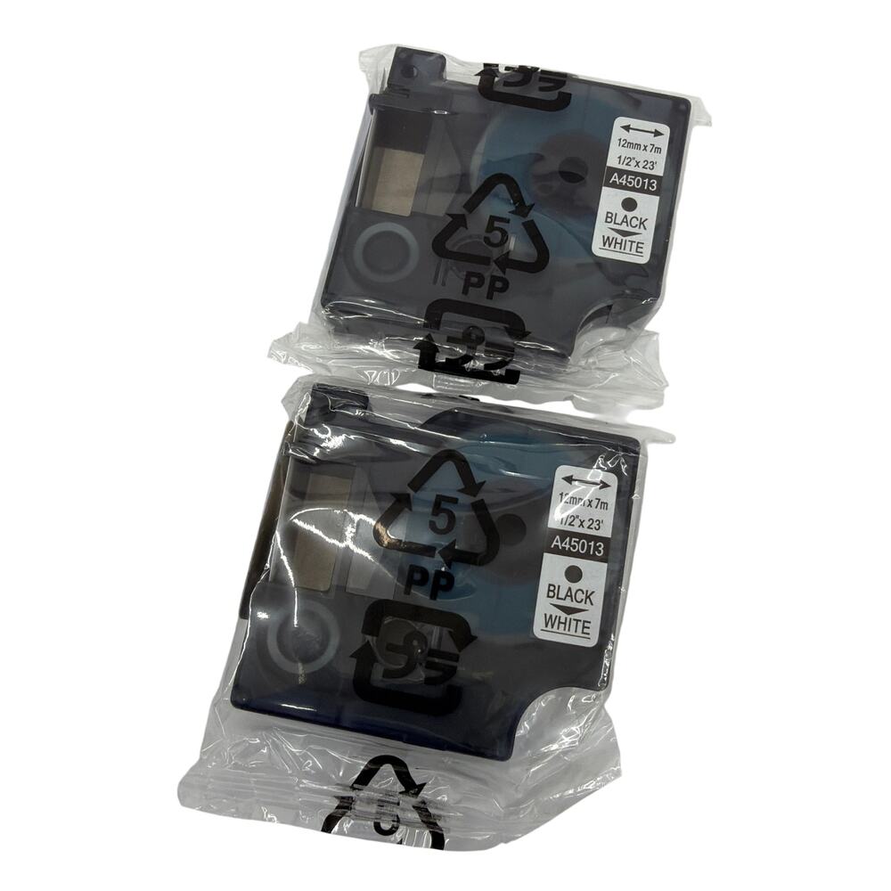 A45013 Compatible DYMO D1 Label Tape Black on White 12mm x 7m Lot